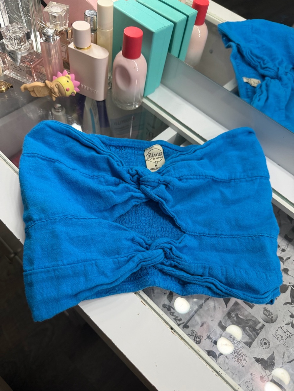 Blue Blanco By Nature Bow Tube Top